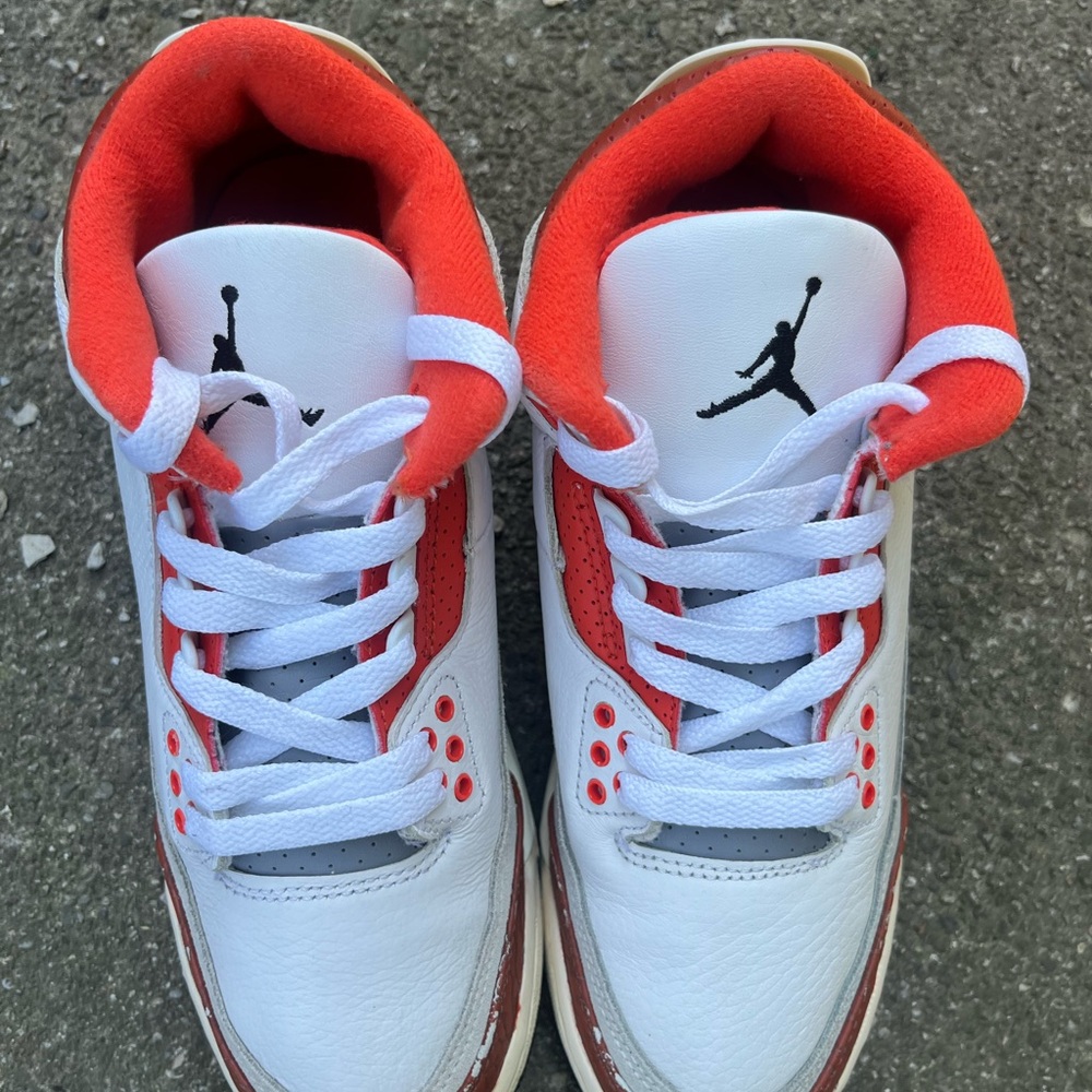 Jordan Kids White and Red Sneakers